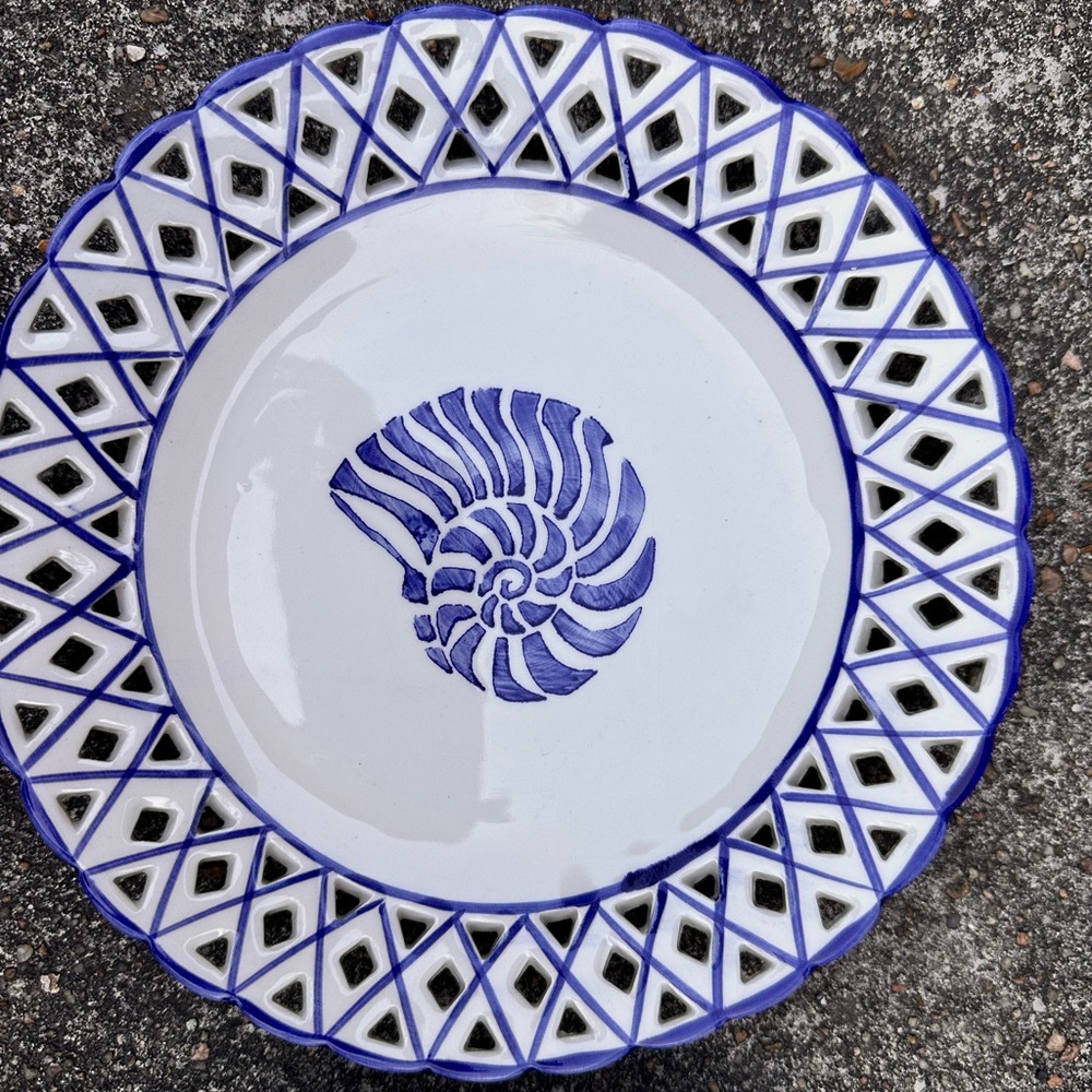 Vintage Portugal Ceramic Nautical Blue & White Ceramic Plate Set - Picture 4 of 7